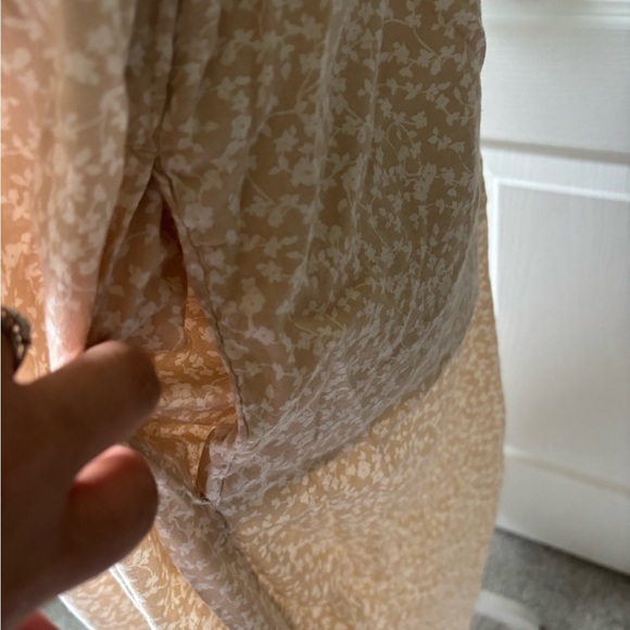 Old Navy Cream Floral Midi length Dress with slip from knee down. - Picture 3 of 5